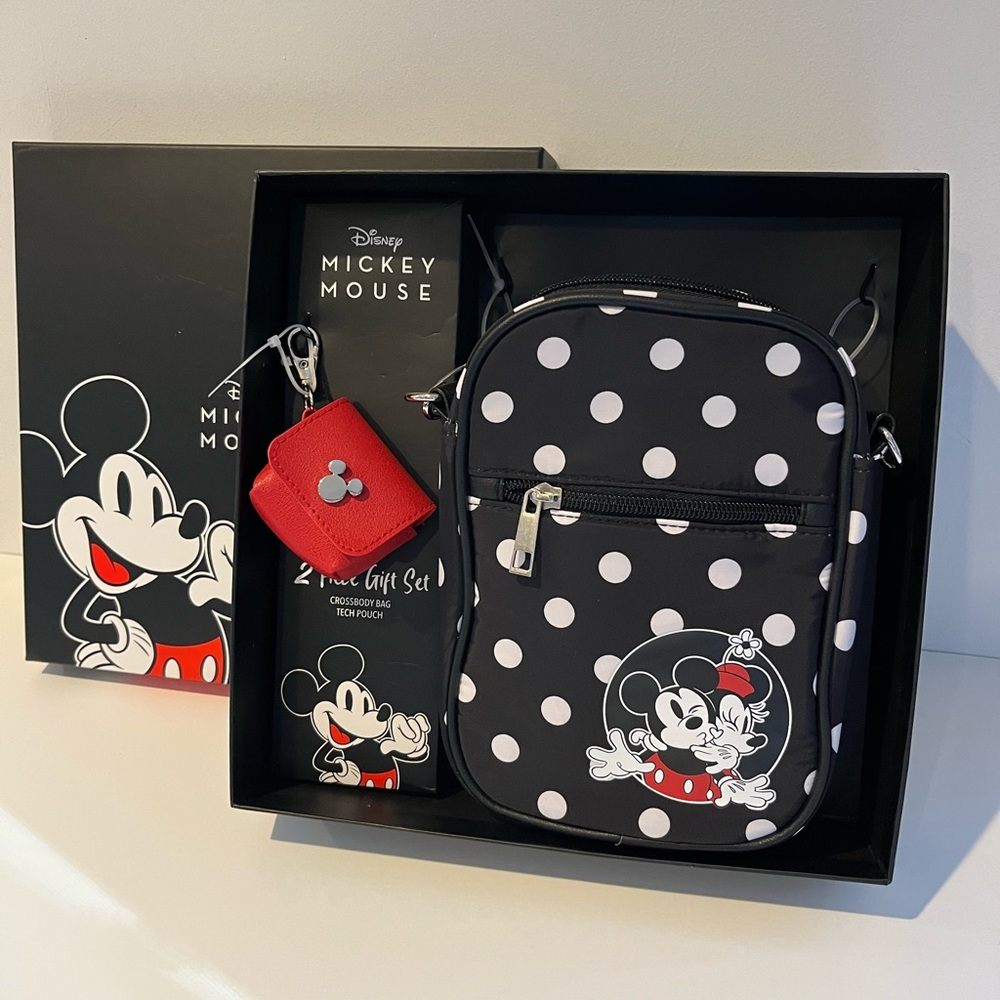 Disney Mickey Mouse Crossbody Bag & Tech Pouch: Bag 8" x 6" x 2", Adjust Strap